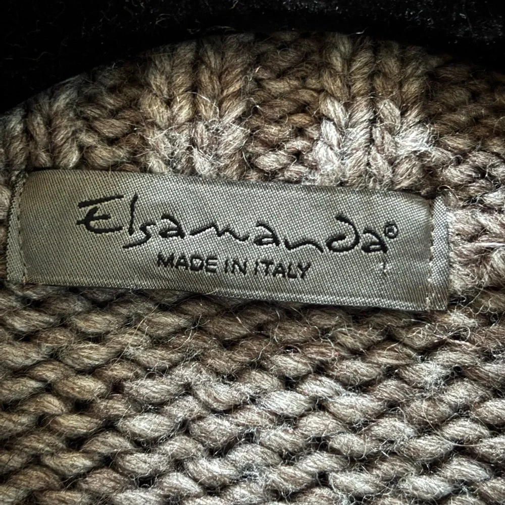 Anthropologie Elsamanda made in Italy Women Gray Cable Knit Sweater